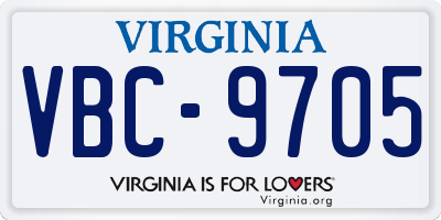 VA license plate VBC9705