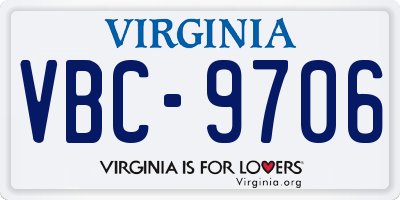 VA license plate VBC9706