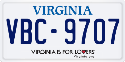 VA license plate VBC9707