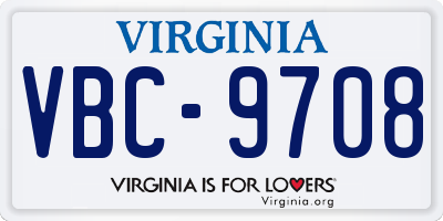 VA license plate VBC9708