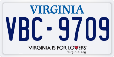 VA license plate VBC9709