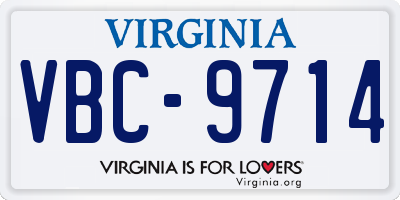 VA license plate VBC9714
