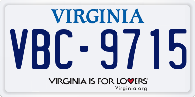 VA license plate VBC9715