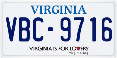 VA license plate VBC9716