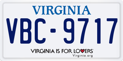 VA license plate VBC9717