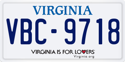 VA license plate VBC9718