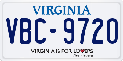VA license plate VBC9720