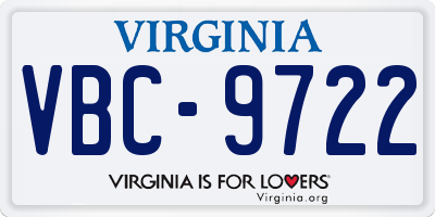 VA license plate VBC9722