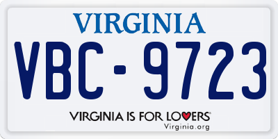 VA license plate VBC9723
