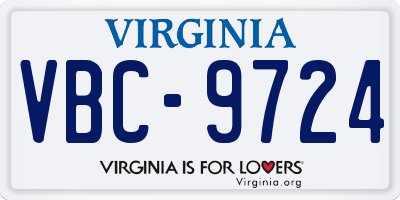 VA license plate VBC9724