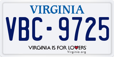 VA license plate VBC9725