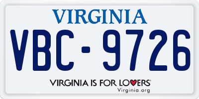 VA license plate VBC9726