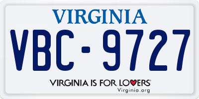 VA license plate VBC9727