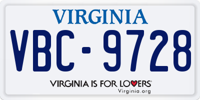 VA license plate VBC9728