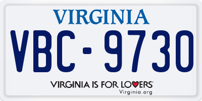 VA license plate VBC9730