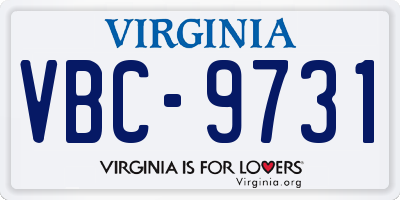 VA license plate VBC9731