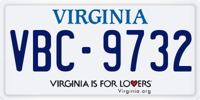 VA license plate VBC9732