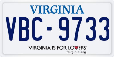 VA license plate VBC9733