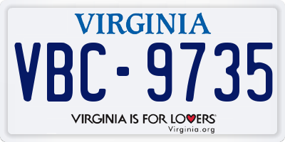 VA license plate VBC9735