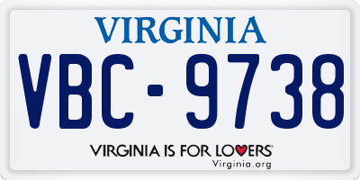 VA license plate VBC9738