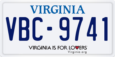VA license plate VBC9741