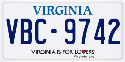 VA license plate VBC9742