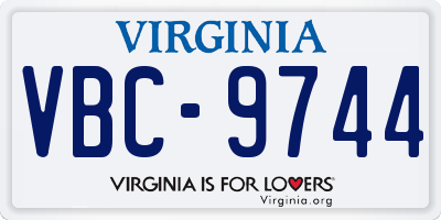VA license plate VBC9744