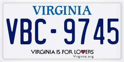 VA license plate VBC9745