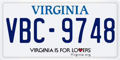 VA license plate VBC9748