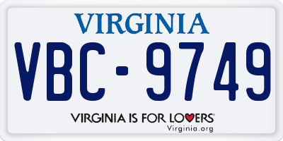 VA license plate VBC9749