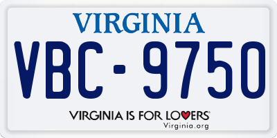 VA license plate VBC9750