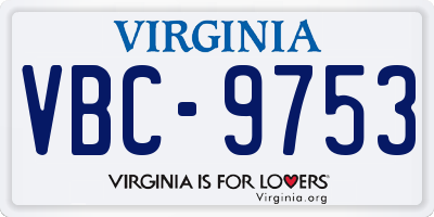 VA license plate VBC9753