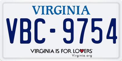 VA license plate VBC9754