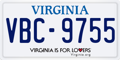 VA license plate VBC9755