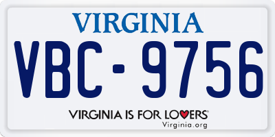 VA license plate VBC9756