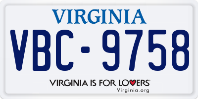 VA license plate VBC9758