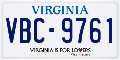 VA license plate VBC9761