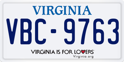 VA license plate VBC9763