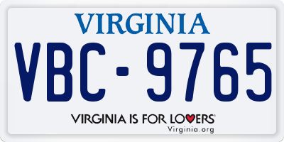VA license plate VBC9765