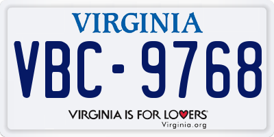 VA license plate VBC9768