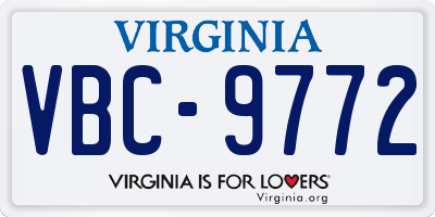 VA license plate VBC9772