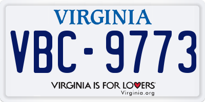 VA license plate VBC9773