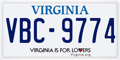 VA license plate VBC9774