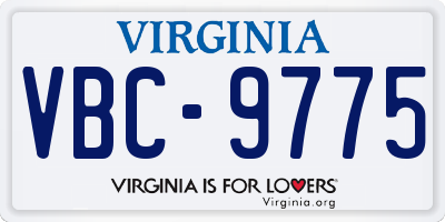 VA license plate VBC9775