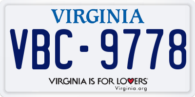 VA license plate VBC9778