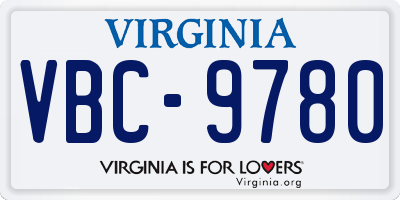 VA license plate VBC9780