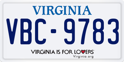 VA license plate VBC9783