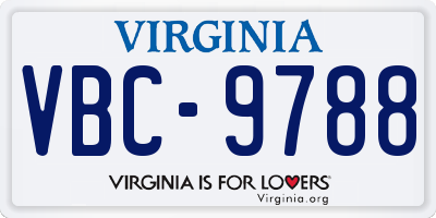 VA license plate VBC9788