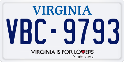 VA license plate VBC9793