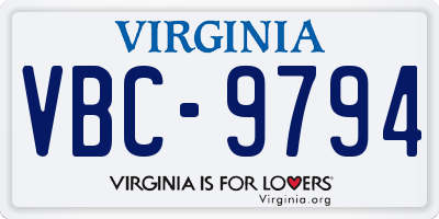 VA license plate VBC9794